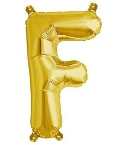 HIER_3211 16" Shiny Metallic Gold Mylar Foil Alphabet Letter Balloons - F