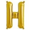 HIER_3211 16" Shiny Metallic Gold Mylar Foil Alphabet Letter Balloons - H Chargers & Centerpieces