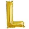 HIER_3211 Chargers & Centerpieces 16" Shiny Metallic Gold Mylar Foil Alphabet Letter Balloons - L