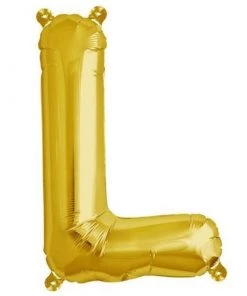 HIER_3211 Chargers & Centerpieces 16" Shiny Metallic Gold Mylar Foil Alphabet Letter Balloons - L