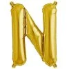 HIER_3211 16" Shiny Metallic Gold Mylar Foil Alphabet Letter Balloons - N Chargers & Centerpieces