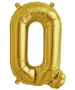 HIER_3211 Chargers & Centerpieces 16" Shiny Metallic Gold Mylar Foil Alphabet Letter Balloons - Q