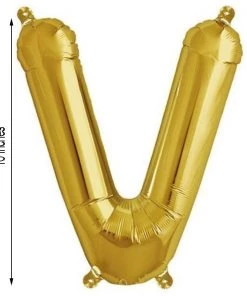 HIER_3211 Chargers & Centerpieces 16" Shiny Metallic Gold Mylar Foil Alphabet Letter Balloons - V 12 HIER_3211 Chargers & Centerpieces 16