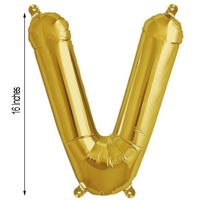 HIER_3211 Chargers & Centerpieces 16" Shiny Metallic Gold Mylar Foil Alphabet Letter Balloons - V 6 HIER_3211 Chargers & Centerpieces 16" Shiny Metallic Gold Mylar Foil Alphabet Letter Balloons - V