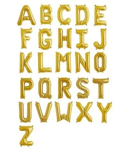 HIER_3211 Chargers & Centerpieces 16" Shiny Metallic Gold Mylar Foil Alphabet Letter Balloons - V 9 HIER_3211 Chargers & Centerpieces 16