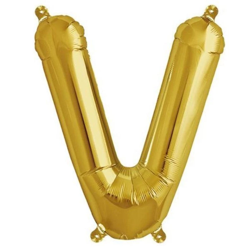 HIER_3211 Chargers & Centerpieces 16" Shiny Metallic Gold Mylar Foil Alphabet Letter Balloons - V 1 HIER_3211 Chargers & Centerpieces 16" Shiny Metallic Gold Mylar Foil Alphabet Letter Balloons - V