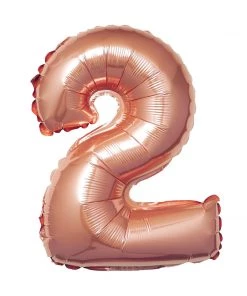 HIER_3212 Big Event Backdrops & Décor 16" Metallic Blush/Rose Gold Mylar Foil 0-9 Number Balloons - 2