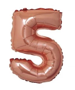 HIER_3212 16" Metallic Blush/Rose Gold Mylar Foil 0-9 Number Balloons - 5 Big Event Backdrops & Décor
