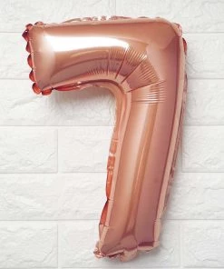 HIER_3212 16" Metallic Blush/Rose Gold Mylar Foil 0-9 Number Balloons - 7 Big Event Backdrops & Décor