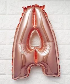 HIER_3211 Big Event Backdrops & Décor 16" Metallic Blush/Rose Gold Mylar Foil Letter Balloons - A