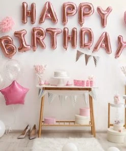 HIER_3211 16" Metallic Blush/Rose Gold Mylar Foil Letter & 0-9 Number Balloons Party Balloons & Accessories