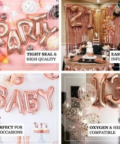 HIER_3211 Big Event Backdrops & Décor 16" Metallic Blush/Rose Gold Mylar Foil Letter Balloons - T 7 HIER_3211 Big Event Backdrops & Décor 16