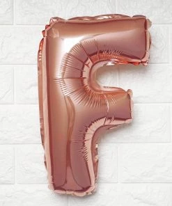 HIER_3211 16" Metallic Blush/Rose Gold Mylar Foil Letter Balloons - F