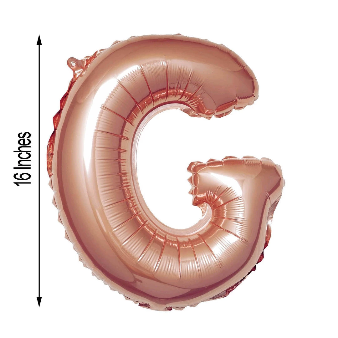 HIER_3211 16" Metallic Blush/Rose Gold Mylar Foil Letter Balloons - G 3 HIER_3211 16" Metallic Blush/Rose Gold Mylar Foil Letter Balloons - G