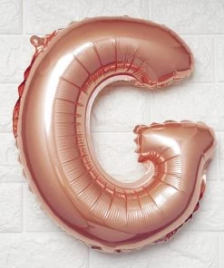 HIER_3211 16" Metallic Blush/Rose Gold Mylar Foil Letter Balloons - G