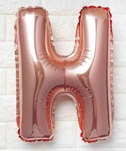 HIER_3211 Big Event Backdrops & Décor 16" Metallic Blush/Rose Gold Mylar Foil Letter Balloons - H