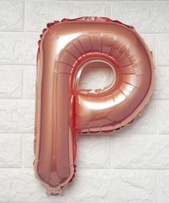 HIER_3211 Big Event Backdrops & Décor 16" Metallic Blush/Rose Gold Mylar Foil Letter Balloons - P