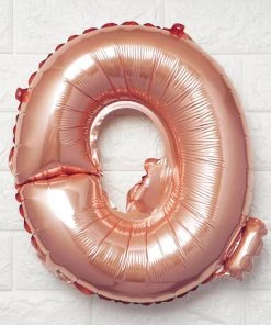 HIER_3211 16" Metallic Blush/Rose Gold Mylar Foil Letter Balloons - Q Big Event Backdrops & Décor