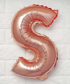 HIER_3211 Big Event Backdrops & Décor 16" Metallic Blush/Rose Gold Mylar Foil Letter Balloons - S