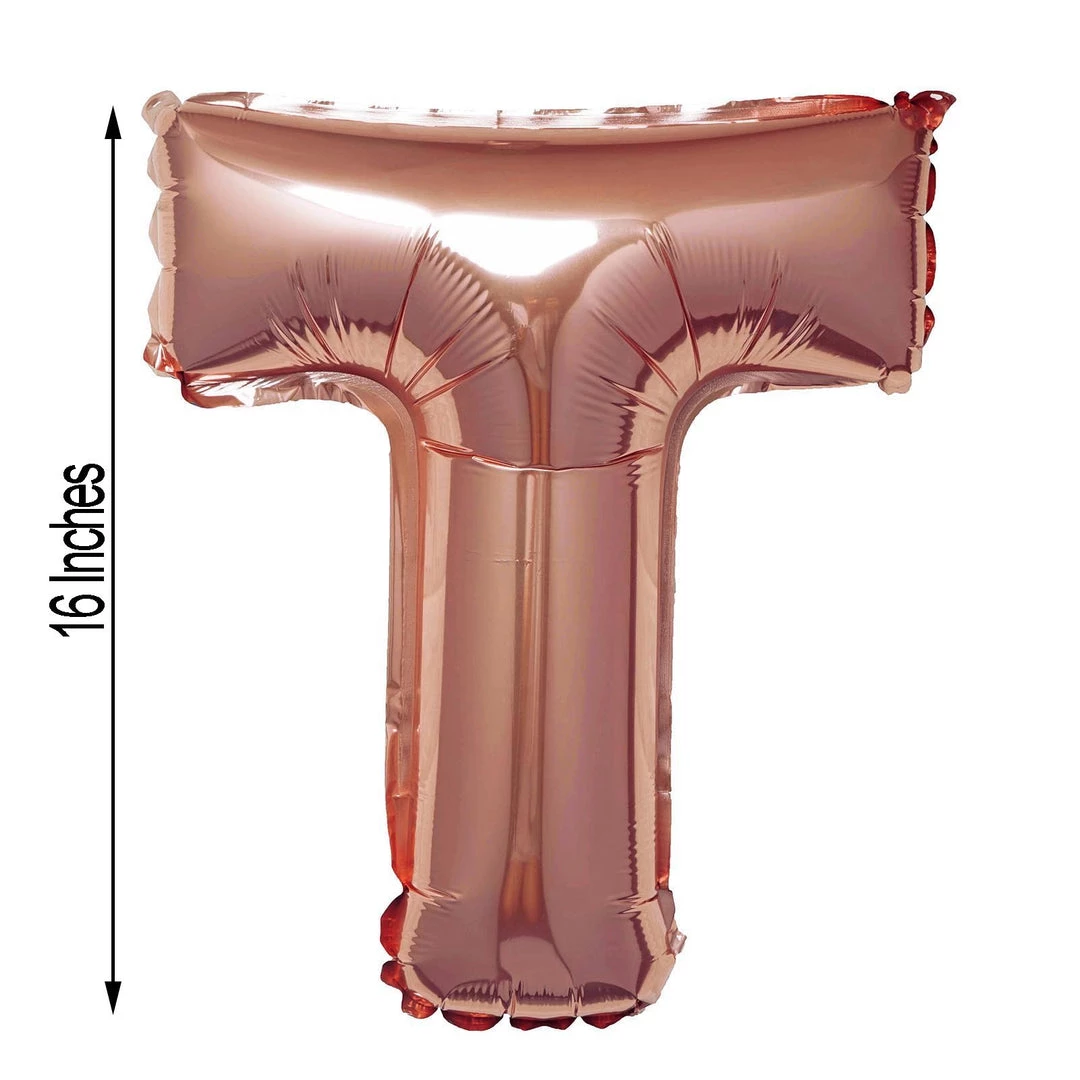HIER_3211 Big Event Backdrops & Décor 16" Metallic Blush/Rose Gold Mylar Foil Letter Balloons - T 5 HIER_3211 Big Event Backdrops & Décor 16" Metallic Blush/Rose Gold Mylar Foil Letter Balloons - T