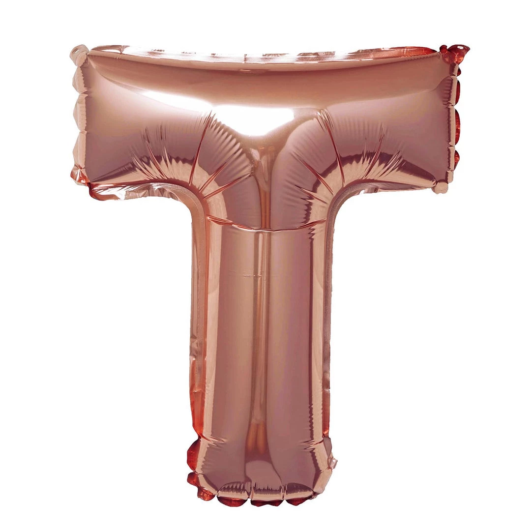 HIER_3211 Big Event Backdrops & Décor 16" Metallic Blush/Rose Gold Mylar Foil Letter Balloons - T 2 HIER_3211 Big Event Backdrops & Décor 16" Metallic Blush/Rose Gold Mylar Foil Letter Balloons - T