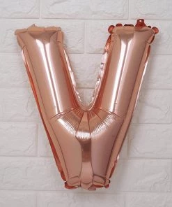 HIER_3211 16" Metallic Blush/Rose Gold Mylar Foil Letter Balloons - V