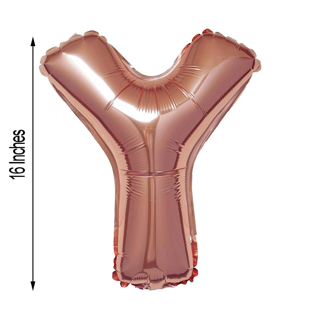 HIER_3211 16" Metallic Blush/Rose Gold Mylar Foil Letter Balloons - Y 5 HIER_3211 16" Metallic Blush/Rose Gold Mylar Foil Letter Balloons - Y