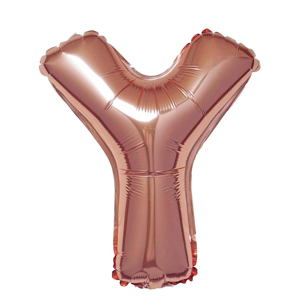 HIER_3211 16" Metallic Blush/Rose Gold Mylar Foil Letter Balloons - Y 2 HIER_3211 16" Metallic Blush/Rose Gold Mylar Foil Letter Balloons - Y