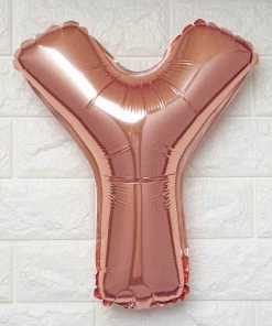 HIER_3211 16" Metallic Blush/Rose Gold Mylar Foil Letter Balloons - Y