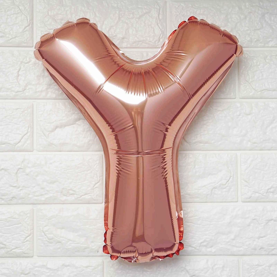 HIER_3211 16" Metallic Blush/Rose Gold Mylar Foil Letter Balloons - Y 1 HIER_3211 16" Metallic Blush/Rose Gold Mylar Foil Letter Balloons - Y