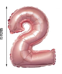 HIER_3200 Party Balloons & Accessories 16" Metallic Blush Mylar Foil 0-9 Number Balloons - 2 6 HIER_3200 Party Balloons & Accessories 16