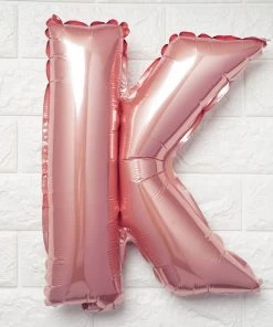 HIER_3200 16" Metallic Blush Mylar Foil Letter Balloons - K Big Event Backdrops & Décor