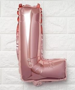 HIER_3200 Big Event Backdrops & Décor 16" Metallic Blush Mylar Foil Letter Balloons - L