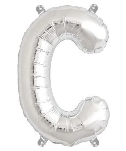 HIER_3211 16" Shiny Metallic Silver Mylar Foil Alphabet Letter Balloons - C Chargers & Centerpieces