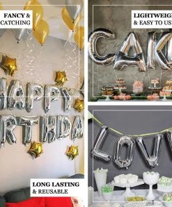 HIER_3211 Chargers & Centerpieces 16" Shiny Metallic Silver Mylar Foil Alphabet Letter Balloons - G 8 HIER_3211 Chargers & Centerpieces 16