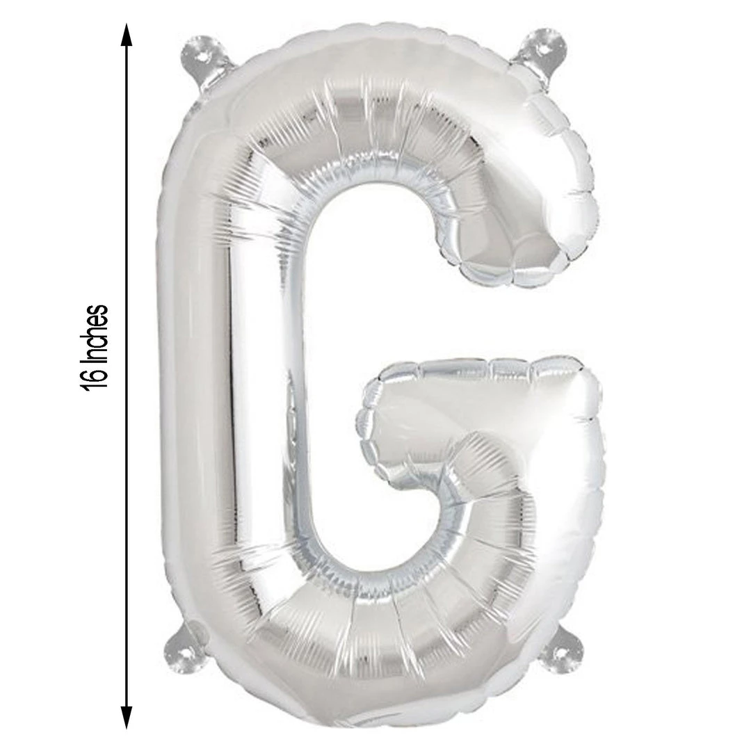 HIER_3211 Chargers & Centerpieces 16" Shiny Metallic Silver Mylar Foil Alphabet Letter Balloons - G 6 HIER_3211 Chargers & Centerpieces 16" Shiny Metallic Silver Mylar Foil Alphabet Letter Balloons - G