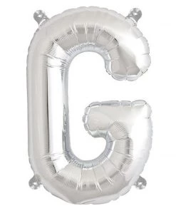 HIER_3211 Chargers & Centerpieces 16" Shiny Metallic Silver Mylar Foil Alphabet Letter Balloons - G