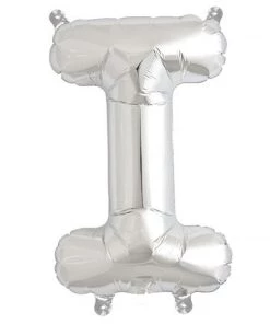 HIER_3211 16" Shiny Metallic Silver Mylar Foil Alphabet Letter Balloons - I