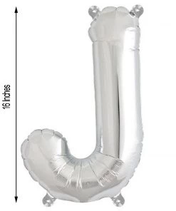 HIER_3211 16" Shiny Metallic Silver Mylar Foil Alphabet Letter Balloons - J 11 HIER_3211 16