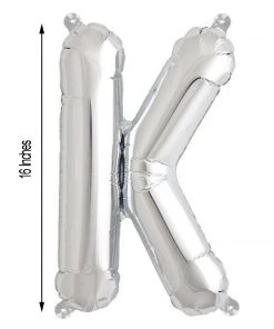 HIER_3211 Chargers & Centerpieces 16" Shiny Metallic Silver Mylar Foil Alphabet Letter Balloons - K 11 HIER_3211 Chargers & Centerpieces 16