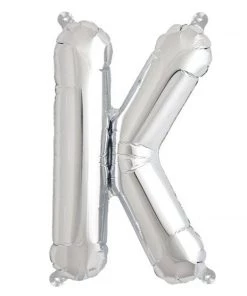 HIER_3211 Chargers & Centerpieces 16" Shiny Metallic Silver Mylar Foil Alphabet Letter Balloons - K