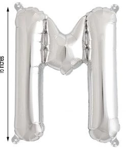 HIER_3211 16" Shiny Metallic Silver Mylar Foil Alphabet Letter Balloons - M Chargers & Centerpieces 11 HIER_3211 16