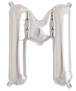 HIER_3211 16" Shiny Metallic Silver Mylar Foil Alphabet Letter Balloons - M Chargers & Centerpieces