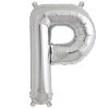 HIER_3211 16" Shiny Metallic Silver Mylar Foil Alphabet Letter Balloons - P