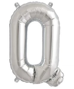 HIER_3211 16" Shiny Metallic Silver Mylar Foil Alphabet Letter Balloons - Q