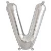 HIER_3211 Chargers & Centerpieces 16" Shiny Metallic Silver Mylar Foil Alphabet Letter Balloons - V
