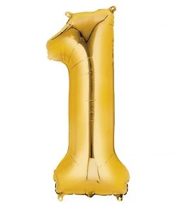 HIER_3212 Party Balloons & Accessories 40" Shiny Metallic Gold Mylar Foil Helium/Air 0-9 Number Balloons - 1