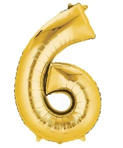 HIER_3212 Party Balloons & Accessories 40" Shiny Metallic Gold Mylar Foil Helium/Air 0-9 Number Balloons - 6