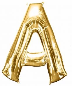 HIER_3211 Chargers & Centerpieces 40" Shiny Metallic Gold Mylar Foil Helium/Air Letter Balloons - A