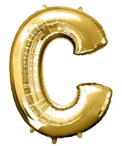 HIER_3211 40" Shiny Metallic Gold Mylar Foil Helium/Air Letter Balloons - C Chargers & Centerpieces